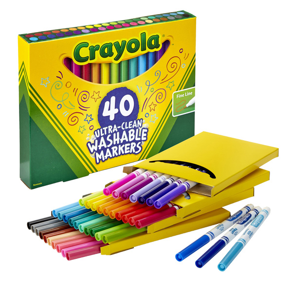 Crayola Crayola® Ultra-Clean Fine Line Washable Markers, Assorted, PK40 5878-61